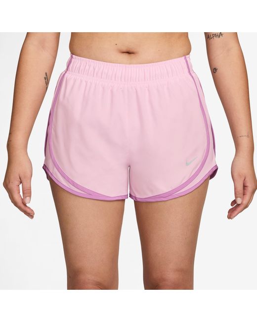 Nike Pink Tempo Dri-Fit Mid-Rise Brief-Lined Running Shorts