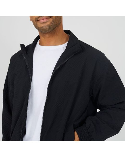 Brave Soul Black Seersucker Oversized Coach Jacket for men