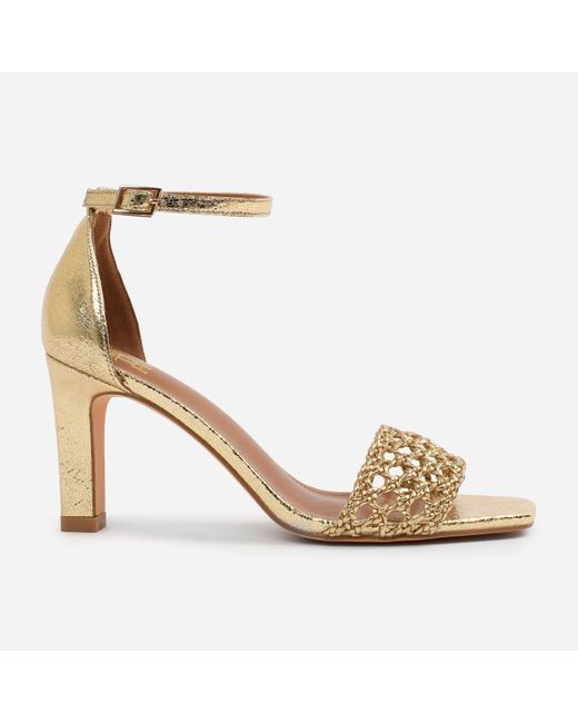 Where's That From Metallic Pu Naia Wide-Fit Strappy Block Heel