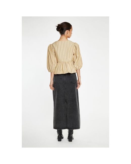 Glamorous White Stripe Tie-Front -Top