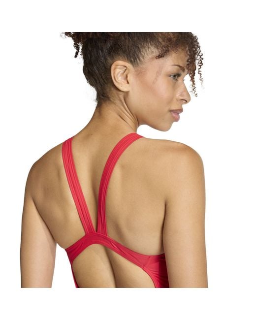 Adidas Red Ess One Piece Swimsuit
