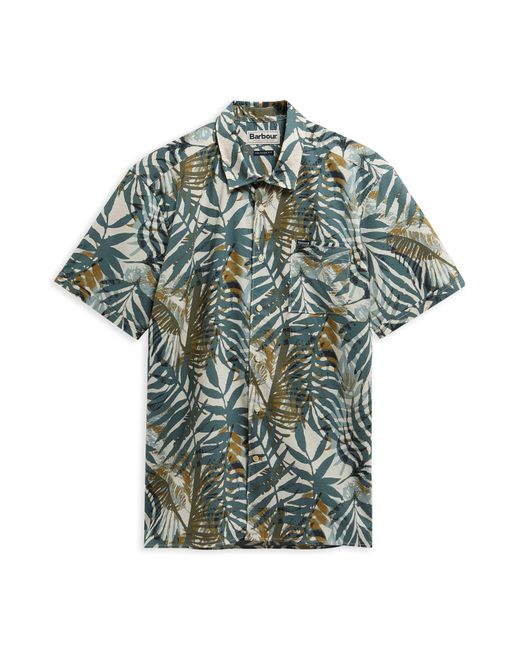 Barbour Green Patterned Short Sleeve Shirt for men