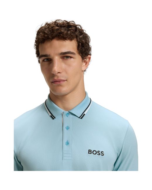 Boss Blue Paddy Pro Premium Cotton Polo Shirt for men