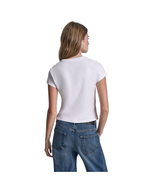 DKNY Blue Jeans Rhinestone Logo Baby Tee