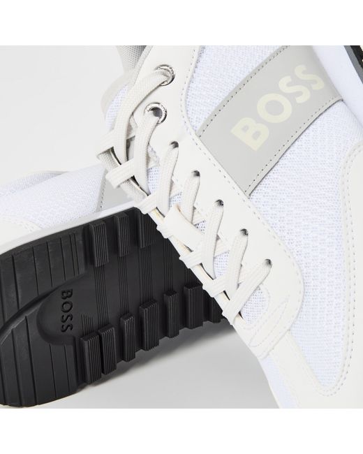 Boss White Parkour Low Trainers for men