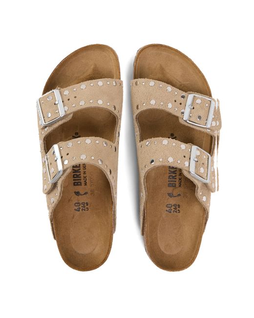 Birkenstock Natural Arizona Rivet Flat Sandals