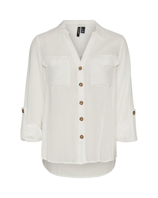 Vero Moda White Long-Sleeve Plain Shirt