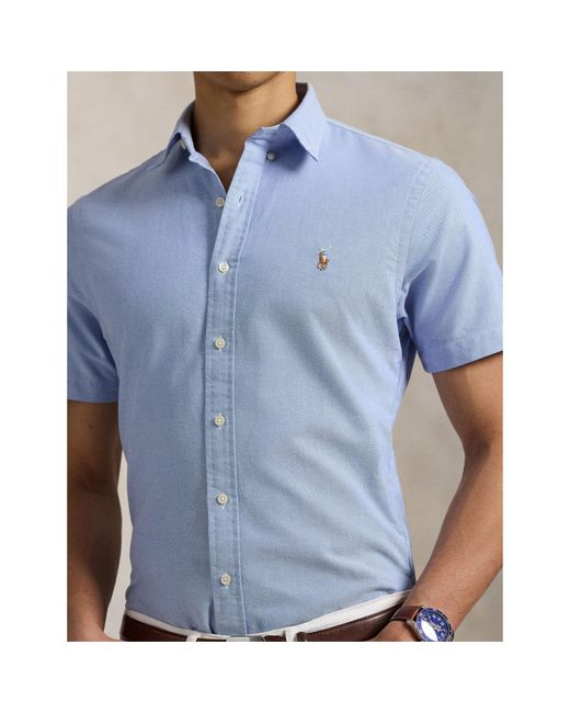 Polo Ralph Lauren Blue Custom Fit Oxford Shirt for men