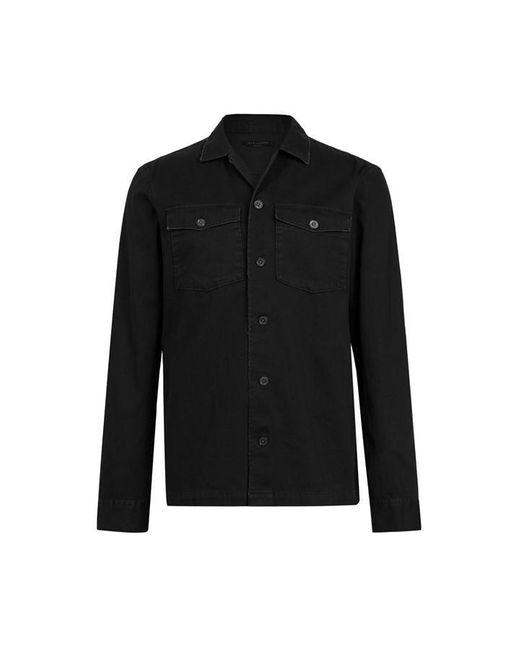 AllSaints Black Spotter Long Sleeve Shirt for men