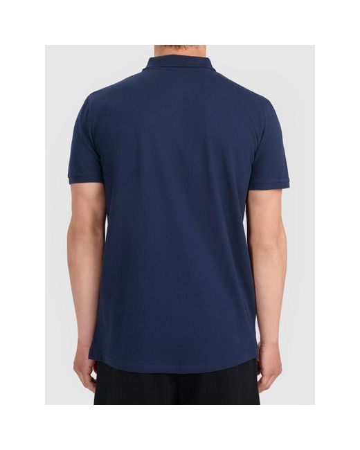 4F Blue Cotton Short Sleeve Polo Shirt for men