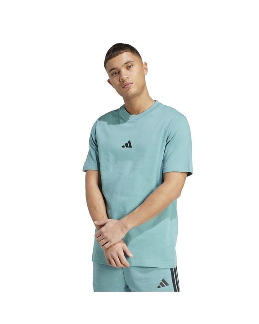 Adidas Blue Essentials Single Jersey Logo T-Shirt for men