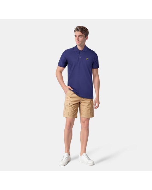 Lyle & Scott Blue Basic Short Sleeve Polo Shirt for men