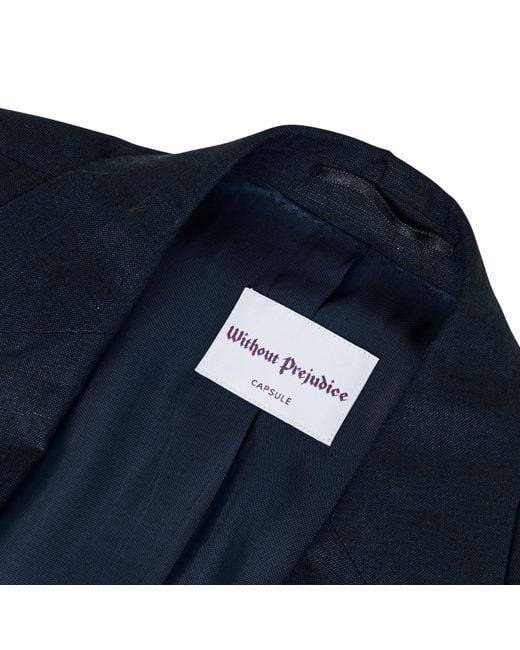 Without Prejudice Blue Frith Slim Fit Linen Jacket for men