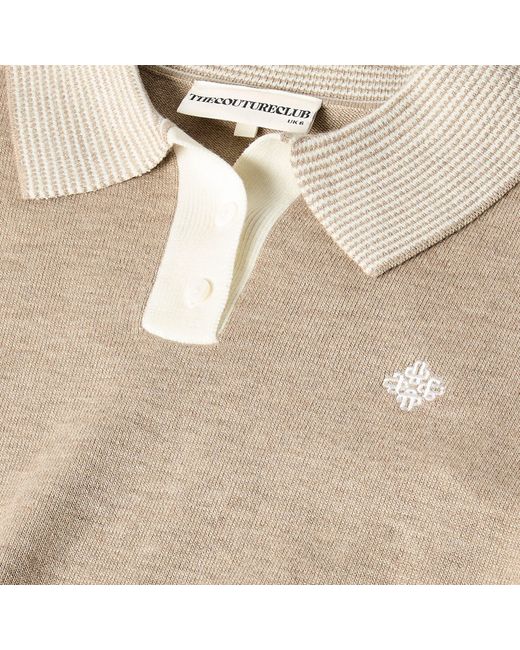 The Couture Club Natural Striped Collar Polo Shirt