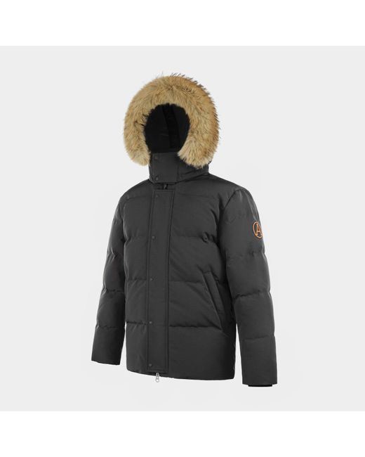 ARCTIC ARMY Black Muskox Waterproof Baffle Stitching Detachable Hood Parka for men