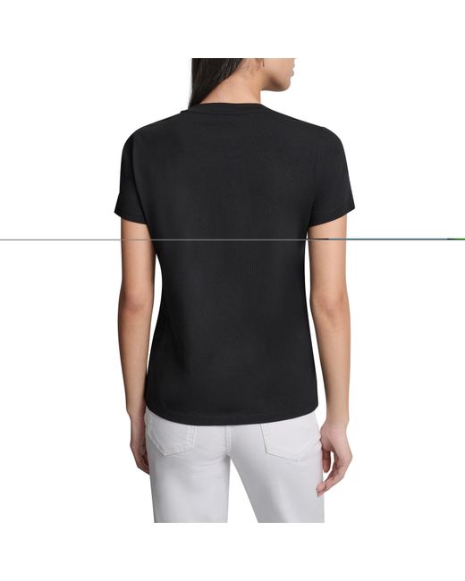 DKNY Black Crystal Embellished Bleeker St. Conversational Graphic T-Shirt