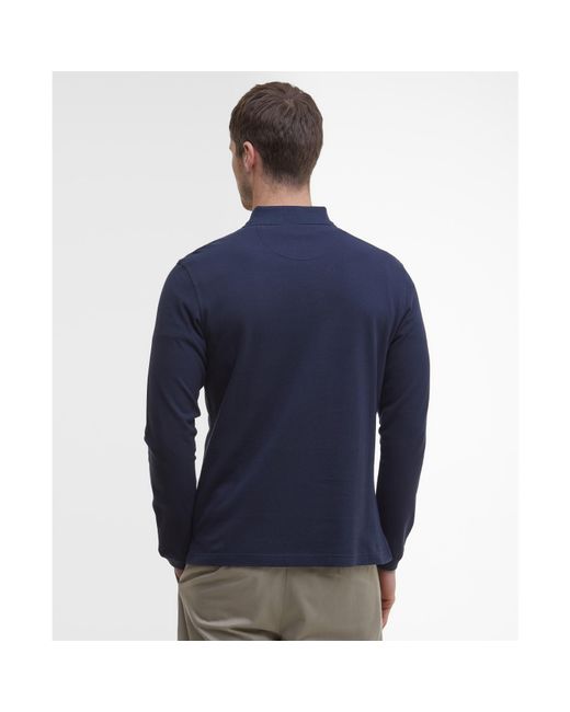 Barbour Blue Essentials Long Sleeve Polo Shirt for men