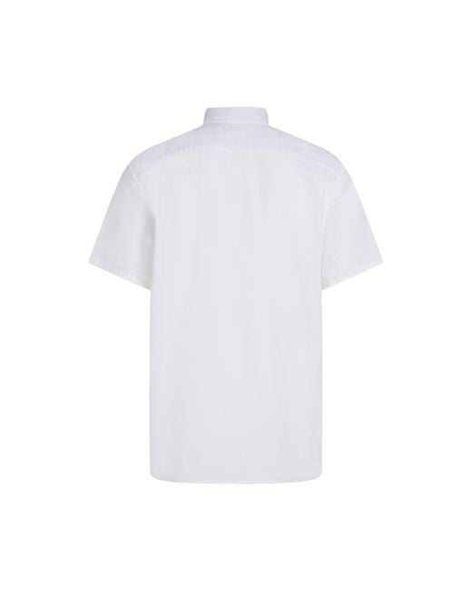 Tommy Hilfiger White Seersucker Short-Sleeve Plain Shirt for men