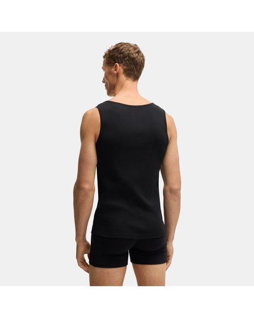 Boss Black Classic Ribbed Tank Top 3-Pack, Cotton Construction for men