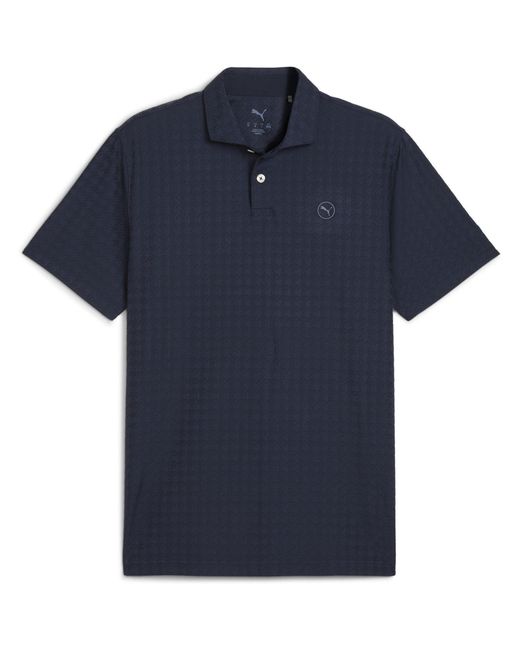 PUMA Blue Mattr Houndstooth Short Sleeve Performance Polo Shirt for men