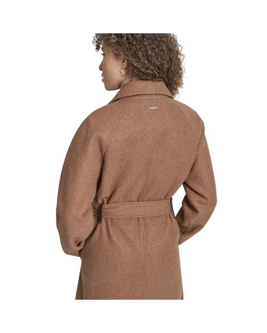 DKNY Brown Wrap Overcoat