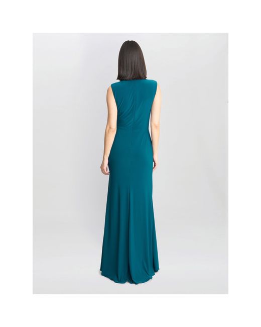 Gina Bacconi Blue Rosemarie Grecian Jersey Maxi Dress
