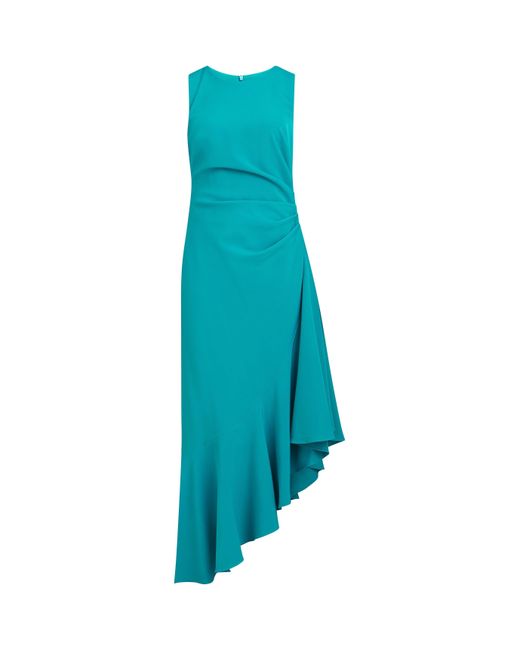Gina Bacconi Blue Paige Asymmetric Frill Hem Dress