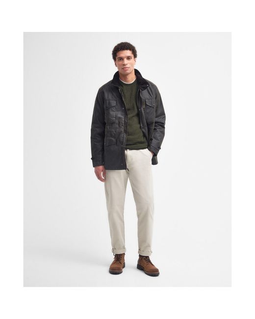 Barbour Black Sapper Cotton Concealed Hood Wax Jacket for men
