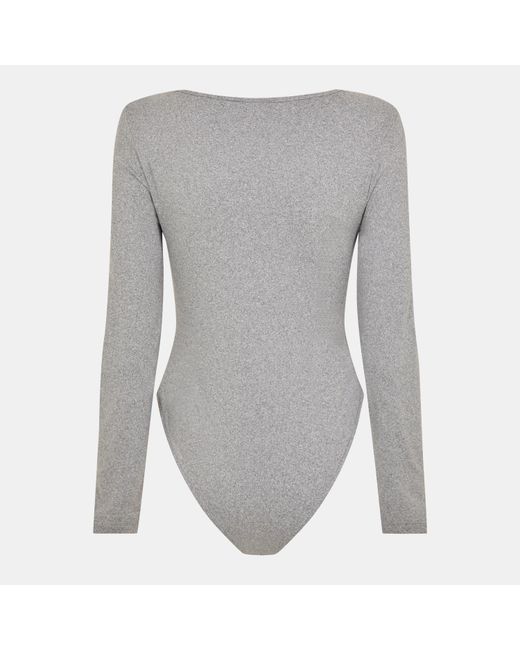 Brave Soul Gray Long Sleeve Bodysuit With Quarter Zip