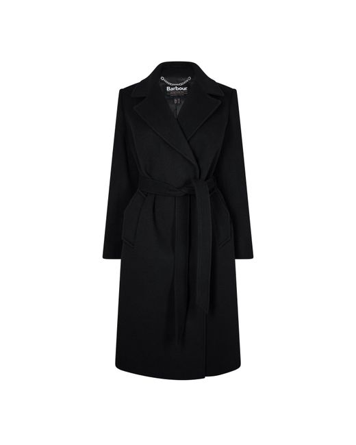 Barbour Black Clodagh Wool Mid-Length Trench Overcoat
