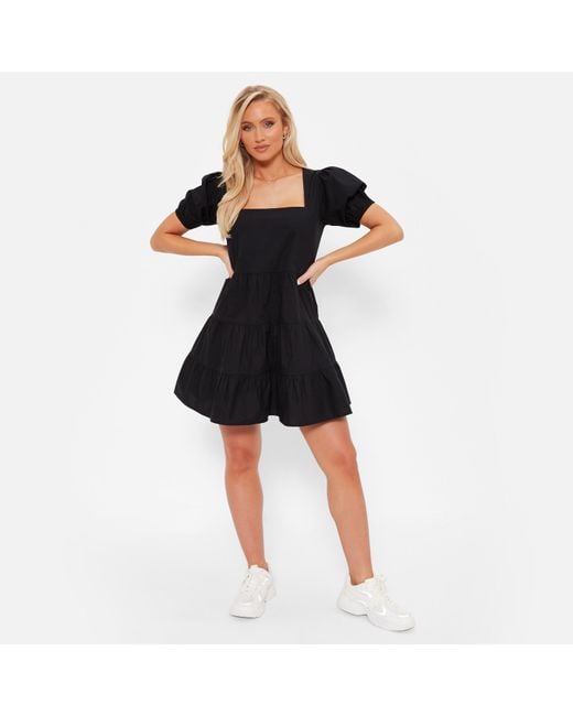 I Saw It First Black Isawitfirst Puff Sleeve Tiered Smock Dress