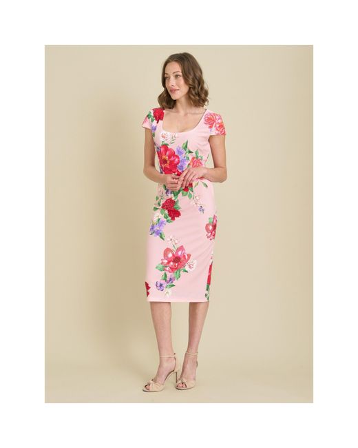 Gina Bacconi Red Rayna Floral Sheath Dress