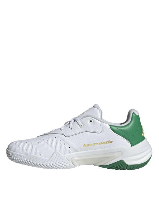 Adidas White Barricade 13 Leather Tennis Shoes for men
