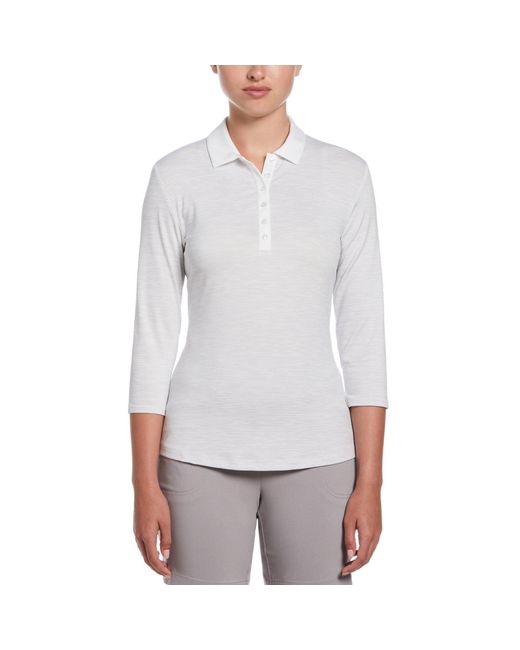 Callaway Apparel White Long-Sleeve Performance Polo Shirt