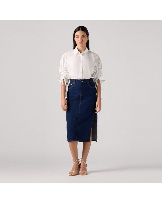 Levi's Blue Side Slit Denim Skirt