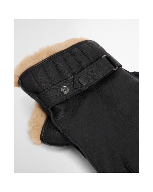 Barbour Black Leather Utility Gloves for men