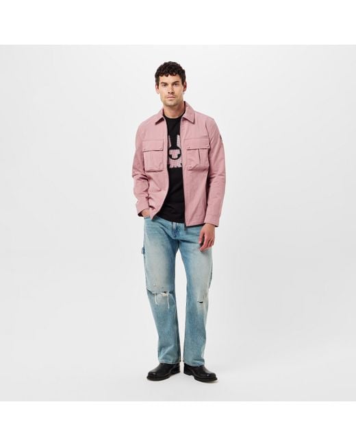 Belstaff Pink Stride Zip Collar Long Sleeve Overshirt for men