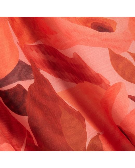 Ted Baker Red Print Midi Skirt