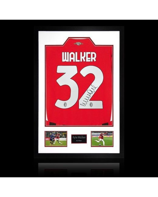 The Fan Cave Red Kyle Walker Signed Ac Milan Shirt Premium Frame