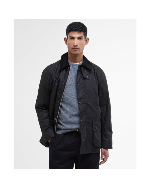 Barbour Black Ashby Water Resistant Windproof Long Sleeve Wax Jacket for men
