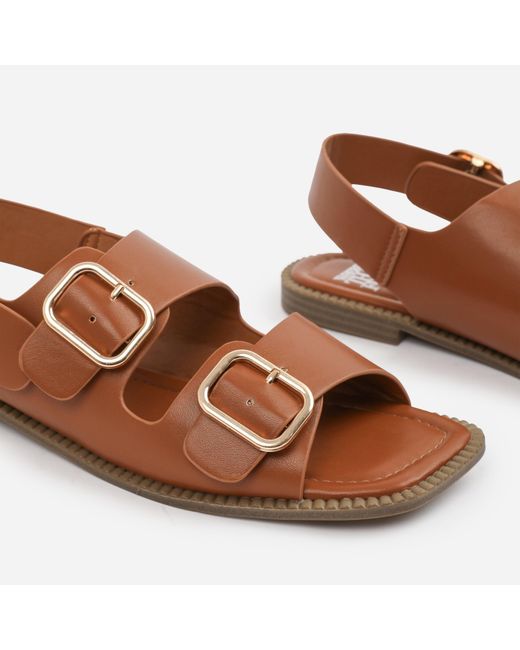 Where's That From Brown Pu Cher Flatform Sandal