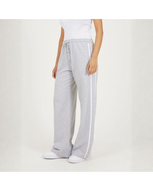 Brave Soul White Bs Wide Leg Jogger With Side Stripe Detail