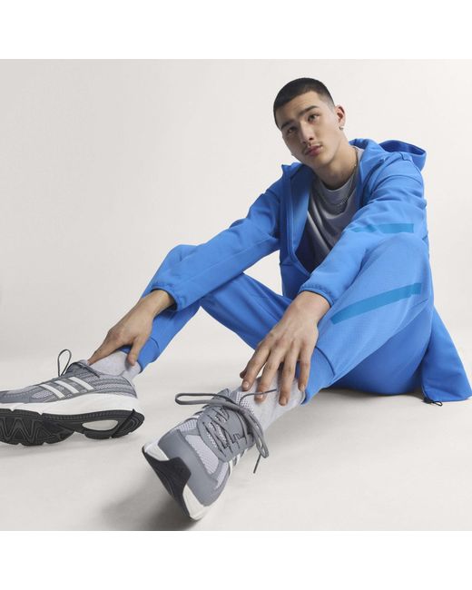 Adidas Blue Z.N.E. Tapered-Fit Tracksuit Bottoms for men