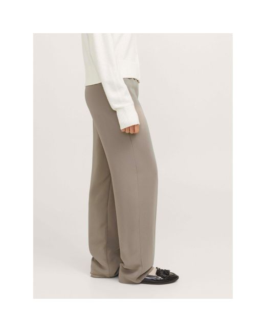 JJXX Gray Poppy High-Waisted Straight Leg Trousers