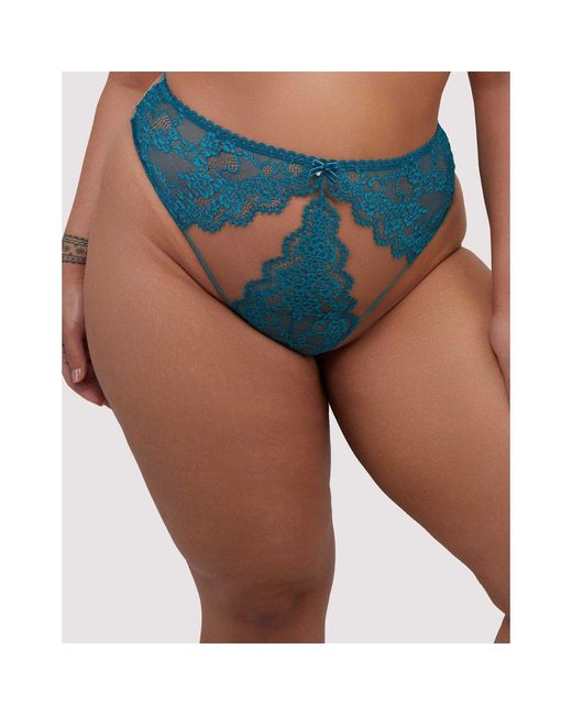 Playful Promises Blue Phoebe Eyelash Lace High Waist Thong