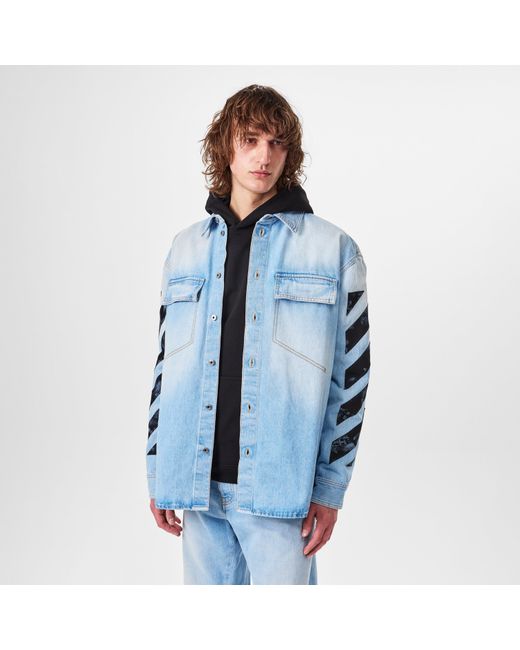Off-White c/o Virgil Abloh Blue Long Sleeve Denim Shirt for men