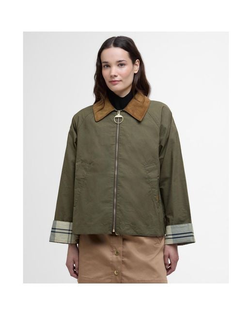 Barbour Green Catlin Showerproof Cotton Long Sleeve Rain Anorak