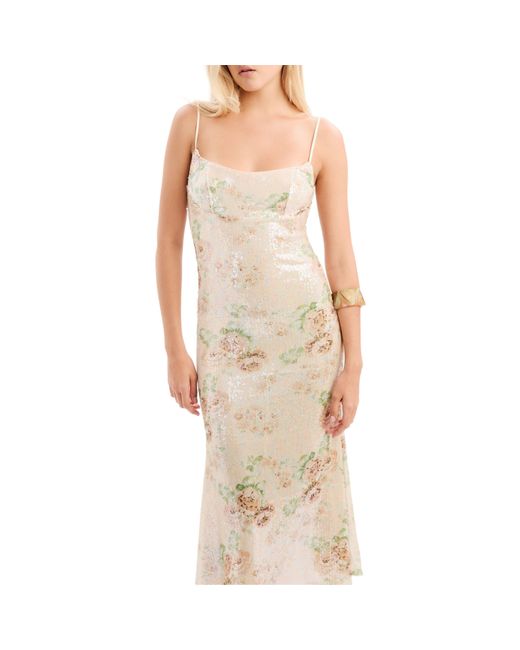 Bardot White Adoni Sequin Mesh Midi Dress