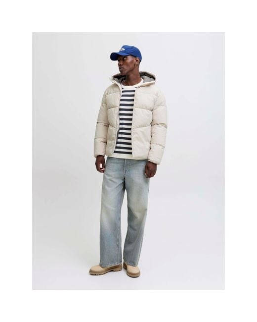 Jack & Jones White Global Short Puffer Jacket for men