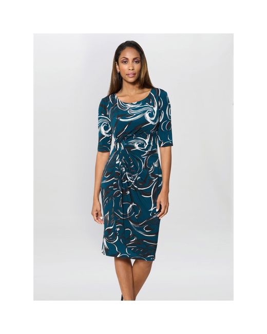 Gina Bacconi Blue Yvonne Printed Jersey Dress